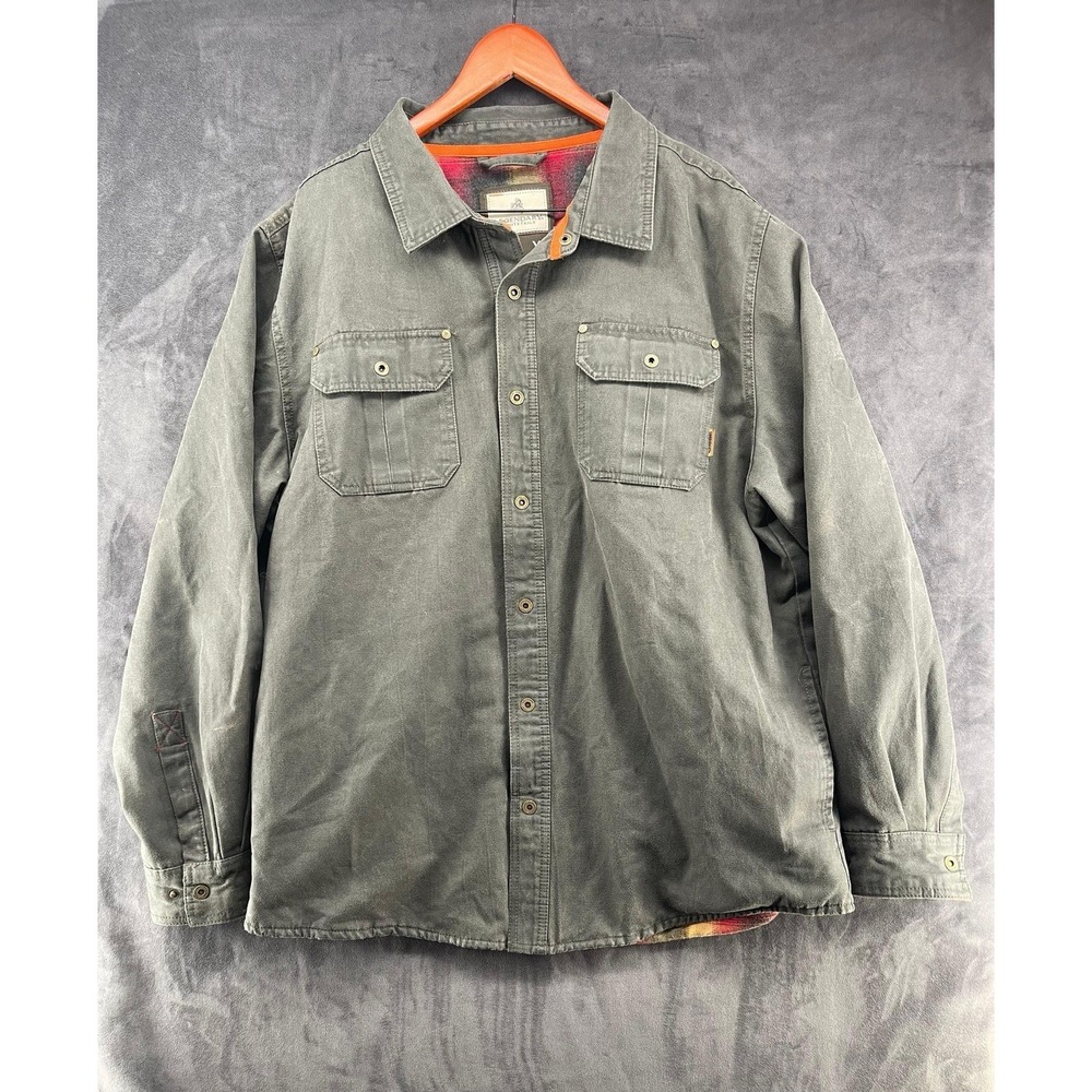 Legendary Whitetails XL Shirt Jacket Gray Flannel Lined Snap Front Workwear